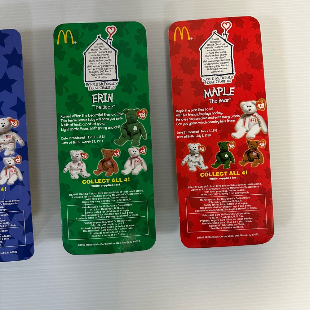 New McDonald’s Beanie Babies Plush Bear Set Ronald McDonald House 1999 lot NIB - Picture 8 of 8